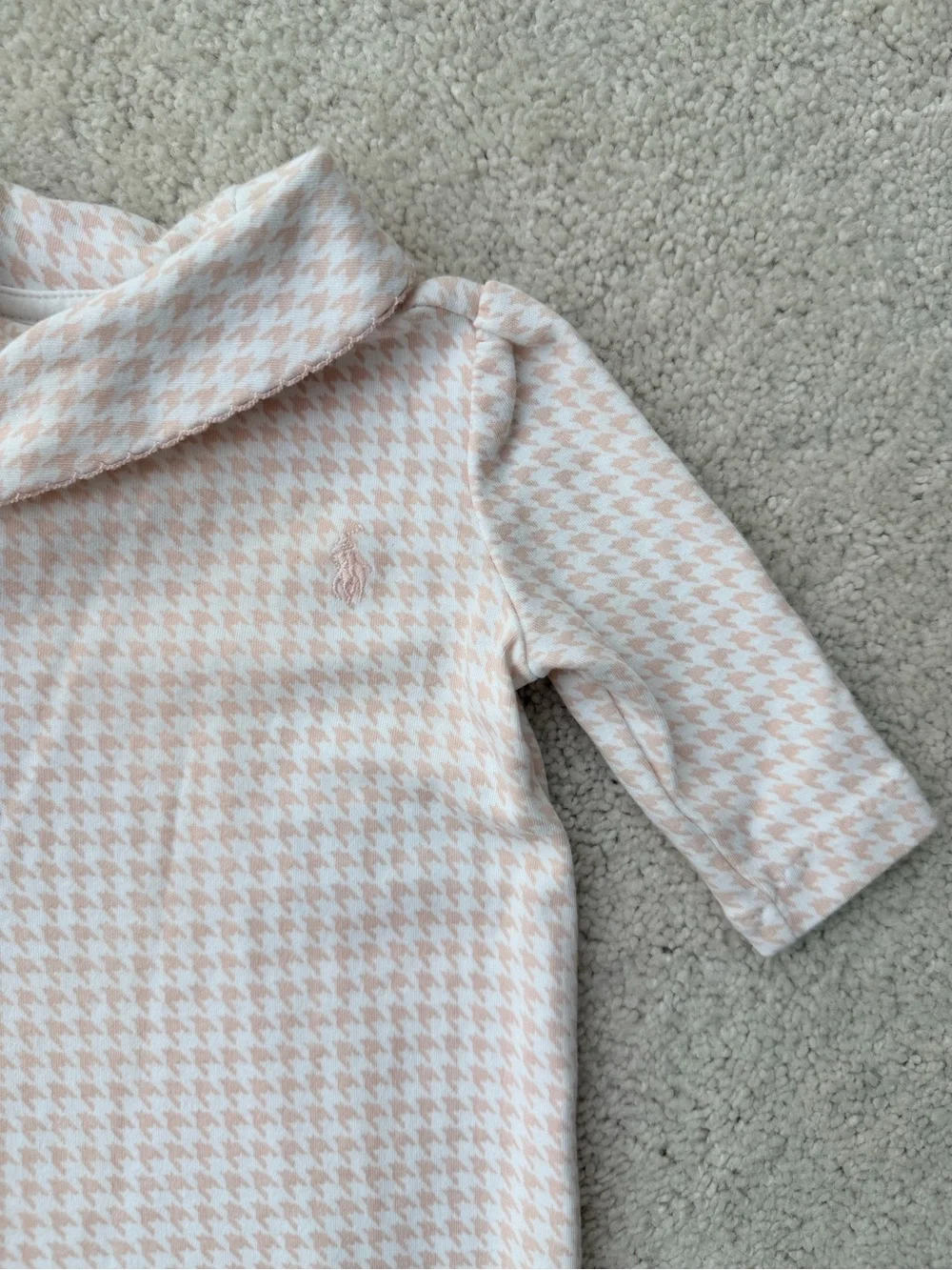 Ralph Lauren Pink Houndstooth Footed One-Piece